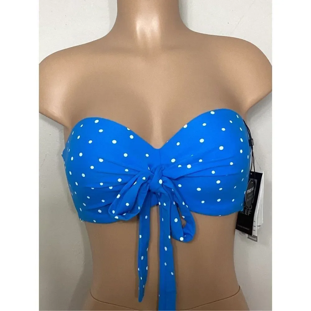 New. Coco Reef 36/38D blue polka dot five way bikini top.